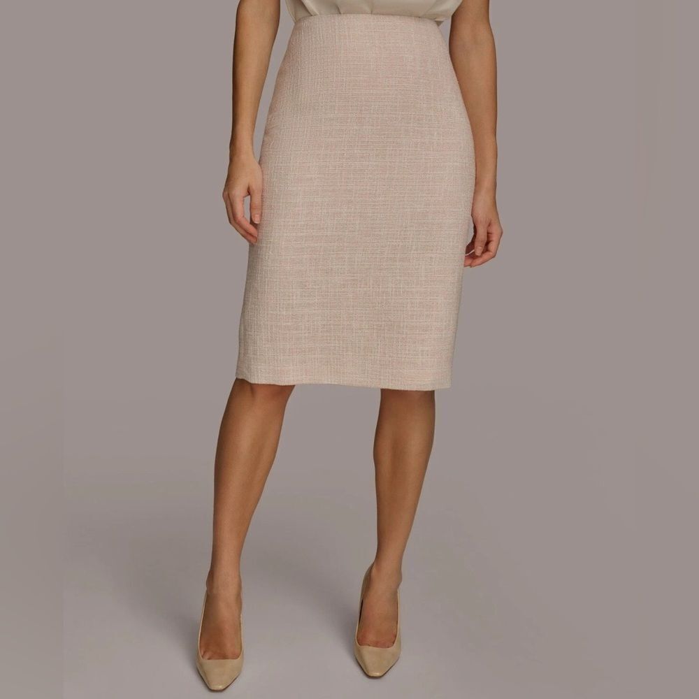 NWT Donna Karan DKNY New York Tweed Pencil Skirt Woman's Size 16 Metallic Pink